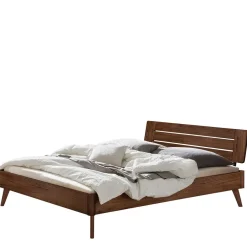 Wohnen Dunkelbraunes Massivholzbett aus Nussbaum - Elivazon