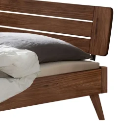 Wohnen Dunkelbraunes Massivholzbett aus Nussbaum - Elivazon