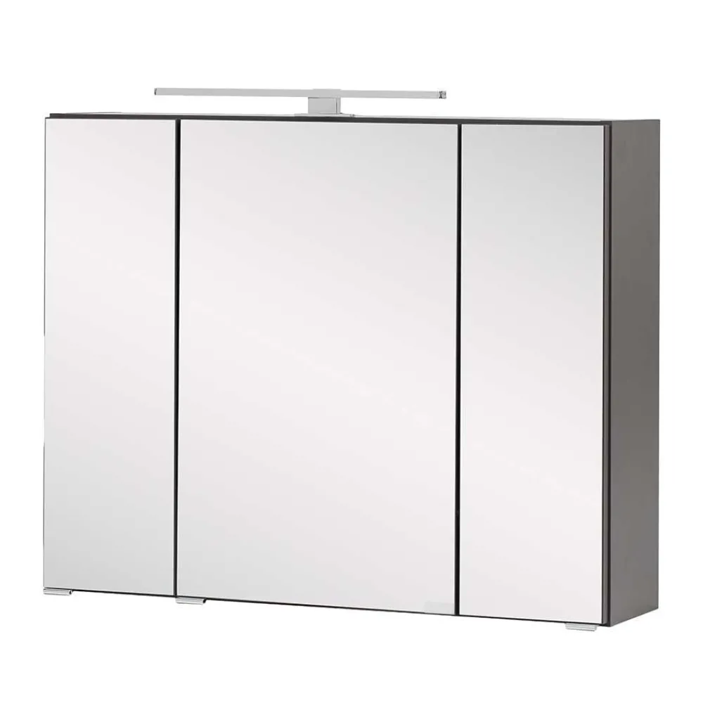 Wohnen Glasmöbel|Badezimmer Komplett*Dunkelgraue Badmöbel Kombination - Natarivos (vierteilig)