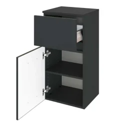 Wohnen Glasmöbel|Badezimmer Komplett*Dunkelgraue Badmöbel Kombination - Natarivos (vierteilig)