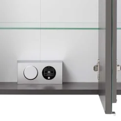 Wohnen Glasmöbel|Badezimmer Komplett*Dunkelgraue Badmöbel Kombination - Natarivos (vierteilig)