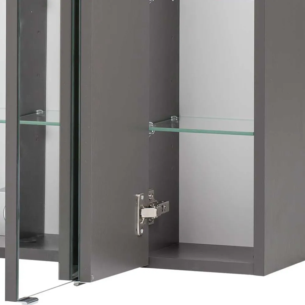 Wohnen Glasmöbel|Badezimmer Komplett*Dunkelgraue Badmöbel Kombination - Natarivos (vierteilig)