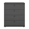 Wohnen Graue Möbel|Landhausmöbel*Dunkelgraue Kommode mit vier Schubladen - Mataram