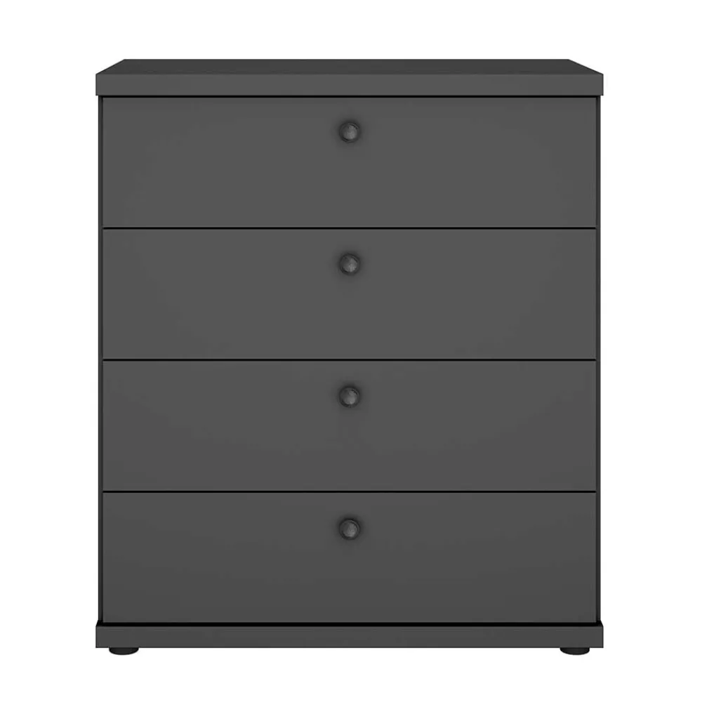 Wohnen Graue Möbel|Landhausmöbel*Dunkelgraue Kommode mit vier Schubladen - Mataram