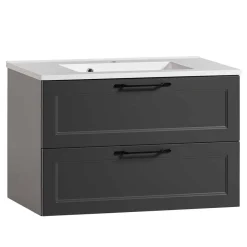 Wohnen Dunkelgraue Waschkonsole mit Einlassbecken - Novelya