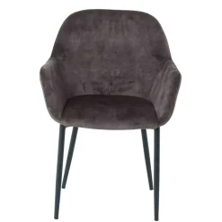 Wohnen Dunkelgrauer Armlehnenstuhl aus Samt - Estateas (2er Set)