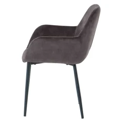 Wohnen Dunkelgrauer Armlehnenstuhl aus Samt - Estateas (2er Set)