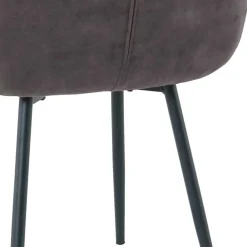 Wohnen Dunkelgrauer Armlehnenstuhl aus Samt - Estateas (2er Set)