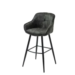 Wohnen Dunkelgrauer Barstuhl mit 74 cm Sitzhöhe - Complice (2er Set)