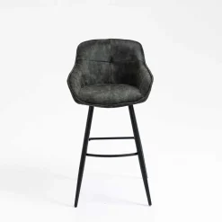 Wohnen Dunkelgrauer Barstuhl mit 74 cm Sitzhöhe - Complice (2er Set)
