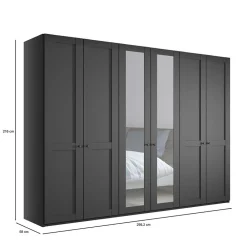 Wohnen Dunkelgrauer Kleiderschrank 6-türig - Mataram I