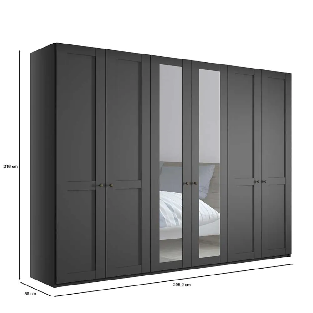 Wohnen Dunkelgrauer Kleiderschrank 6-türig - Mataram I