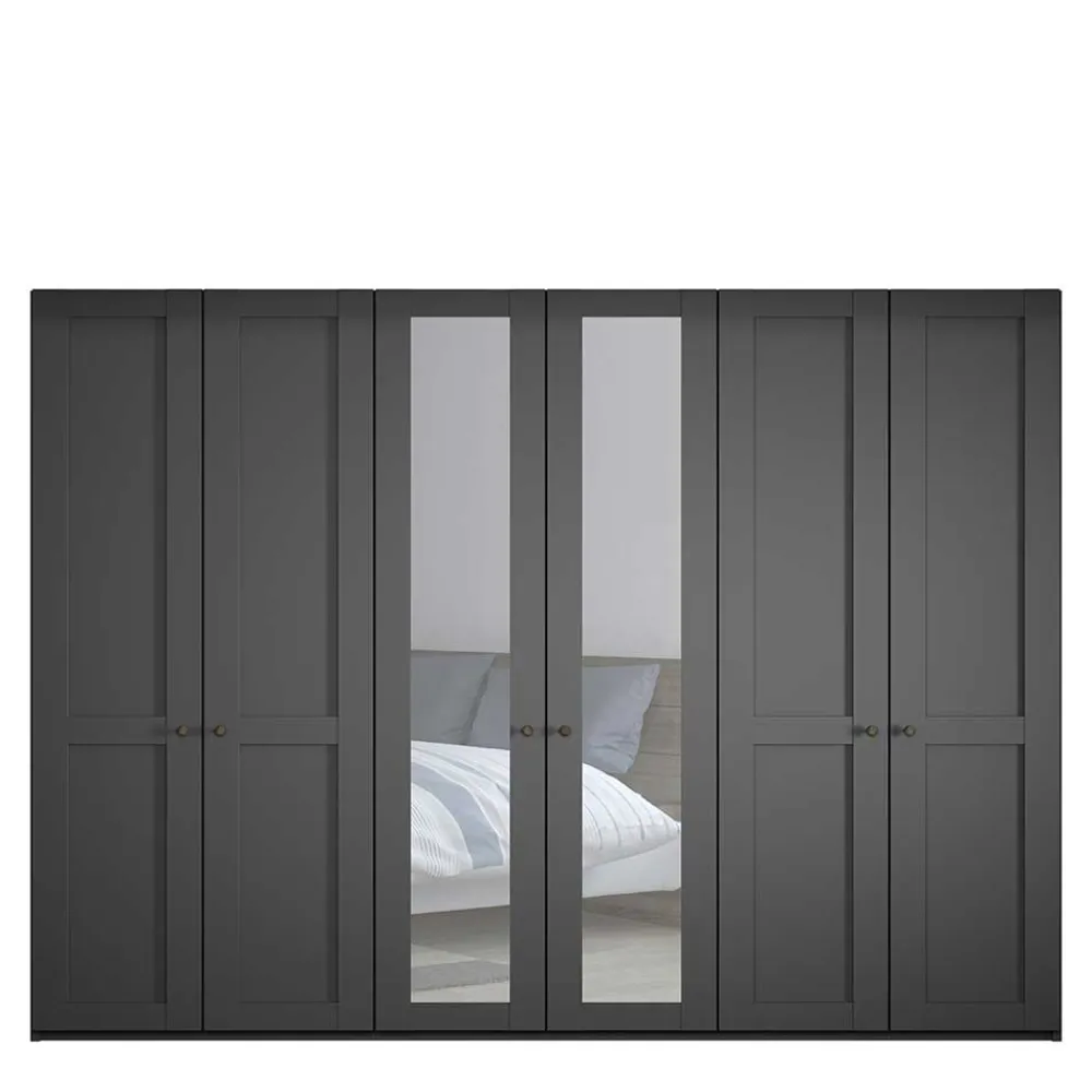 Wohnen Dunkelgrauer Kleiderschrank 6-türig - Mataram I