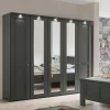 Wohnen Glasmöbel|Kleiderschränke*Dunkelgrauer Kleiderschrank mit Spiegeln - Mataram
