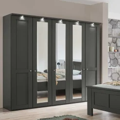 Wohnen Glasmöbel|Kleiderschränke*Dunkelgrauer Kleiderschrank mit Spiegeln - Mataram