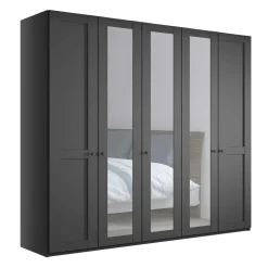 Wohnen Glasmöbel|Kleiderschränke*Dunkelgrauer Kleiderschrank mit Spiegeln - Mataram