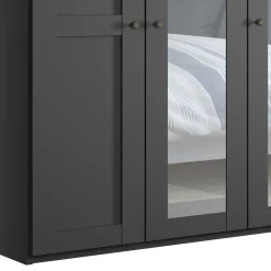 Wohnen Glasmöbel|Kleiderschränke*Dunkelgrauer Kleiderschrank mit Spiegeln - Mataram