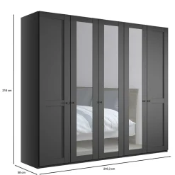 Wohnen Glasmöbel|Kleiderschränke*Dunkelgrauer Kleiderschrank mit Spiegeln - Mataram