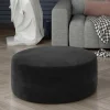 Wohnen Dunkelgrauer Samthocker mit runder Form - Glamoure