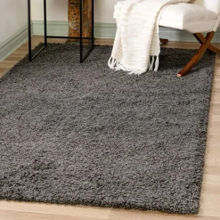 Wohnen Teppiche*Dunkelgrauer Teppich mit Hochflor - Rosarios