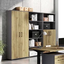 Wohnen Dunkelgraues 5 Fächer Aktenregal fürs Büro - Disgano