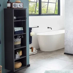 Wohnen Esszimmerregale|Regale*Dunkelgraues Badregal mit 5 Fächern - Breznia