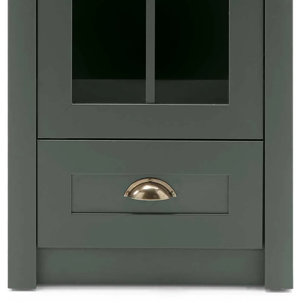 Wohnen Wohnwände|Wohnwand*Dunkelgrüne Country Möbel Set - Niestov (vierteilig)