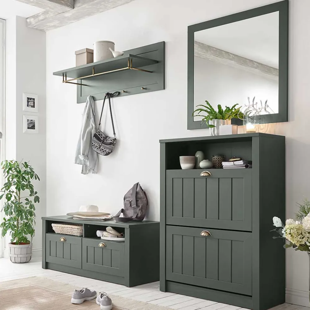 Wohnen Garderoben|Garderoben*Dunkelgrüne Flurmöbel Kombination - Niestov (vierteilig)