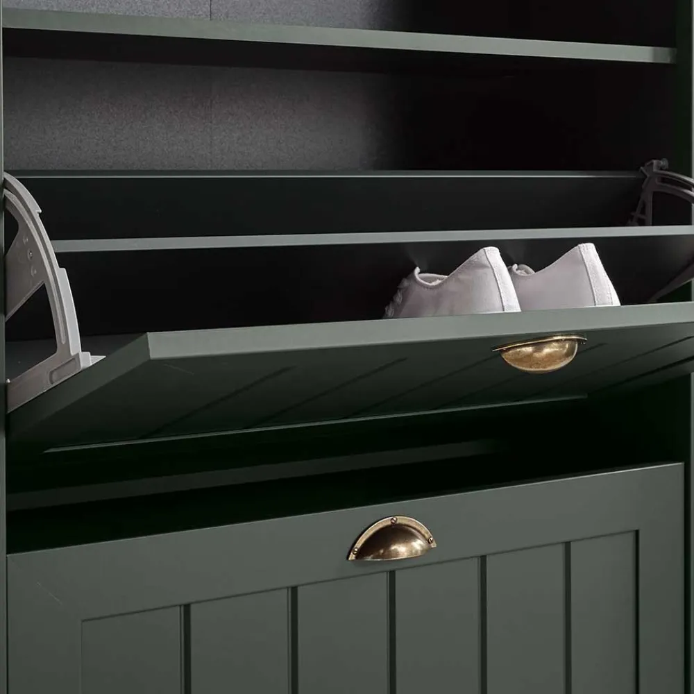 Wohnen Garderoben|Garderoben*Dunkelgrüne Flurmöbel Kombination - Niestov (vierteilig)