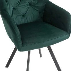 Wohnen Wohnzimmerstühle*Dunkelgrüner Samt Drehstuhl für den Esstisch - Cali