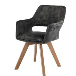 Wohnen Küchenstühle|Esszimmerstühle*Dunkelgrüner Tischsessel aus Samt - Gregg (2er Set)