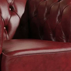 Wohnen Chesterfield Möbel|Sitzgruppe*Dunkelrote Ledergarnitur im Chesterfield Look - Tuguda (dreiteilig)