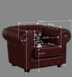 Wohnen Chesterfield Möbel|Sitzgruppe*Dunkelrote Ledergarnitur im Chesterfield Look - Tuguda (dreiteilig)