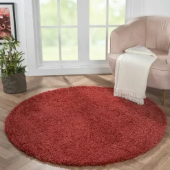 Wohnen Dunkelroter Teppich in Rund - Salva