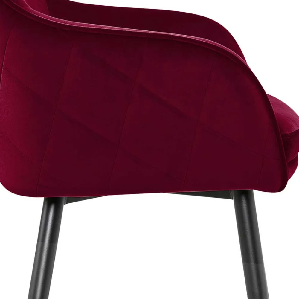 Wohnen Dunkelroter Tischsessel aus Samt - Laydia