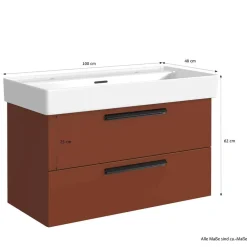 Wohnen Dunkelroter Waschtisch für zwei Armaturen - Exeler