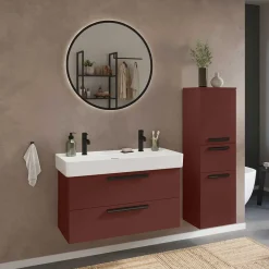 Wohnen Dunkelroter Waschtisch für zwei Armaturen - Exeler