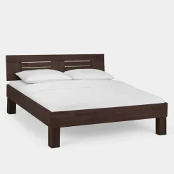 Wohnen Braune Möbel|Naturholzmöbel*Dunkles Massivholz Bett Ceolata in Buche Wenge lackiert