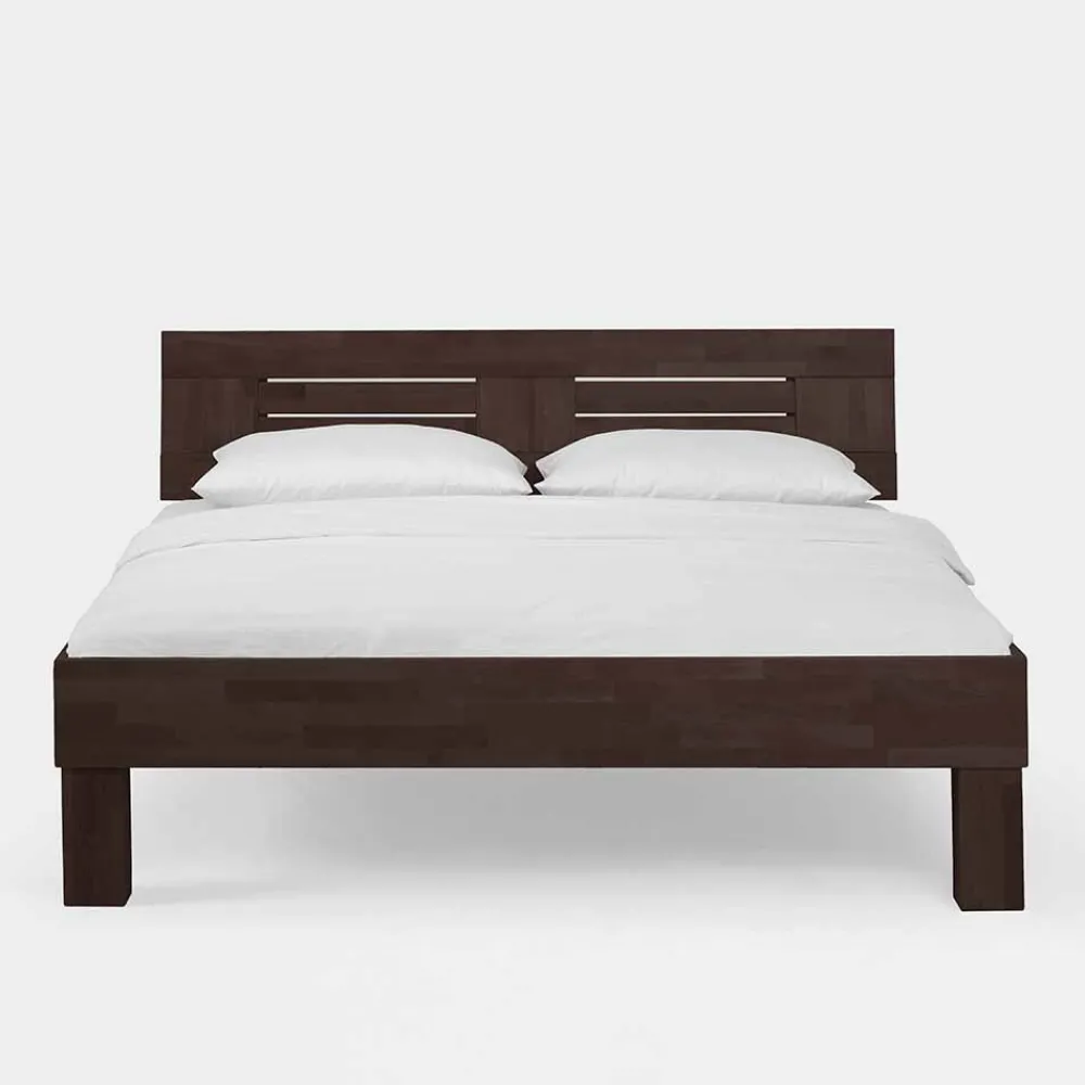 Wohnen Braune Möbel|Naturholzmöbel*Dunkles Massivholz Bett Ceolata in Buche Wenge lackiert