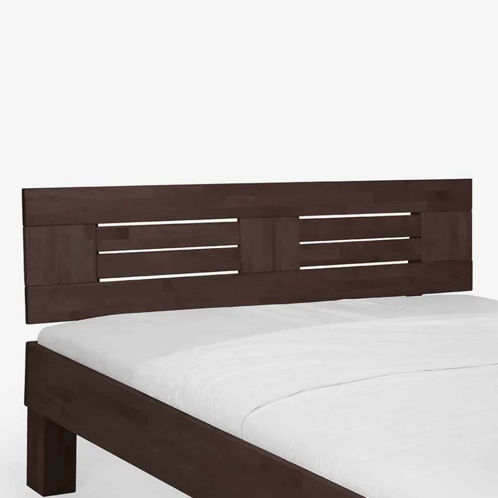 Wohnen Braune Möbel|Naturholzmöbel*Dunkles Massivholz Bett Ceolata in Buche Wenge lackiert