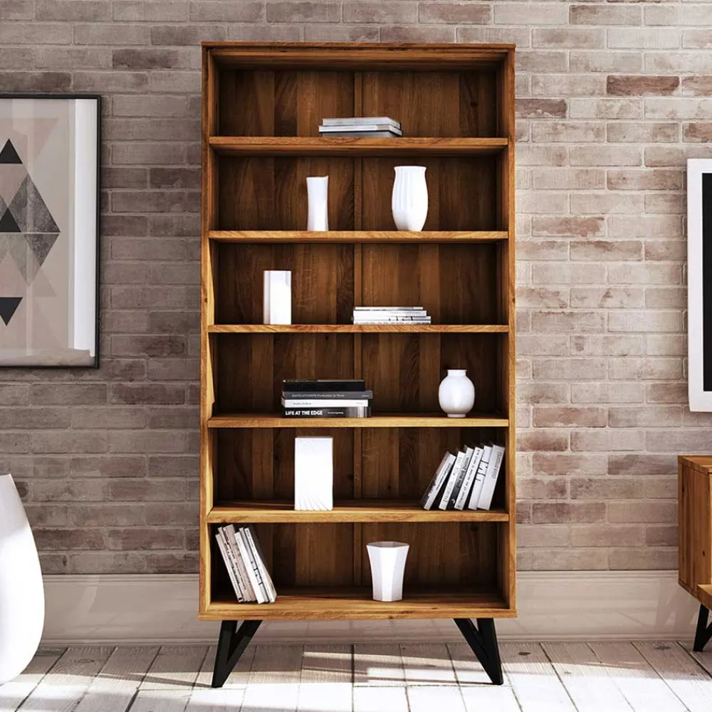 Wohnen Schwarze Möbel|Naturholzmöbel*Echtholz Regal aus Wildeiche Massivholz - Mandirov