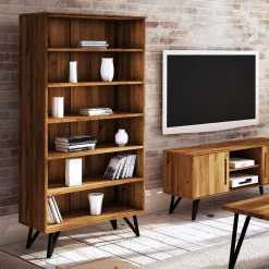 Wohnen Schwarze Möbel|Naturholzmöbel*Echtholz Regal aus Wildeiche Massivholz - Mandirov