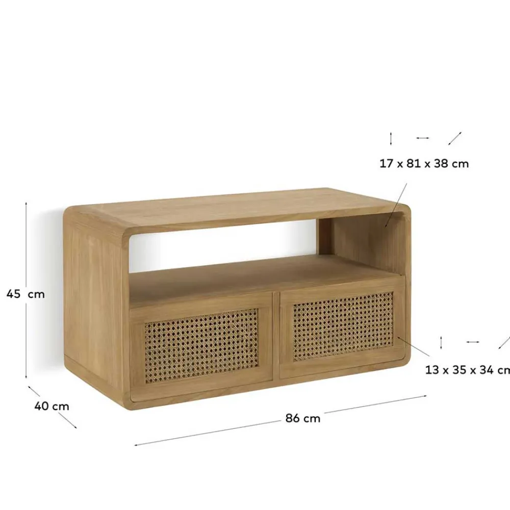 Wohnen Rattanmöbel|Waschtisch*Echtholz Waschtisch aus Teak mit Wiener Geflecht - Tiranny
