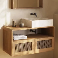 Wohnen Rattanmöbel|Waschtisch*Echtholz Waschtisch aus Teak mit Wiener Geflecht - Tiranny