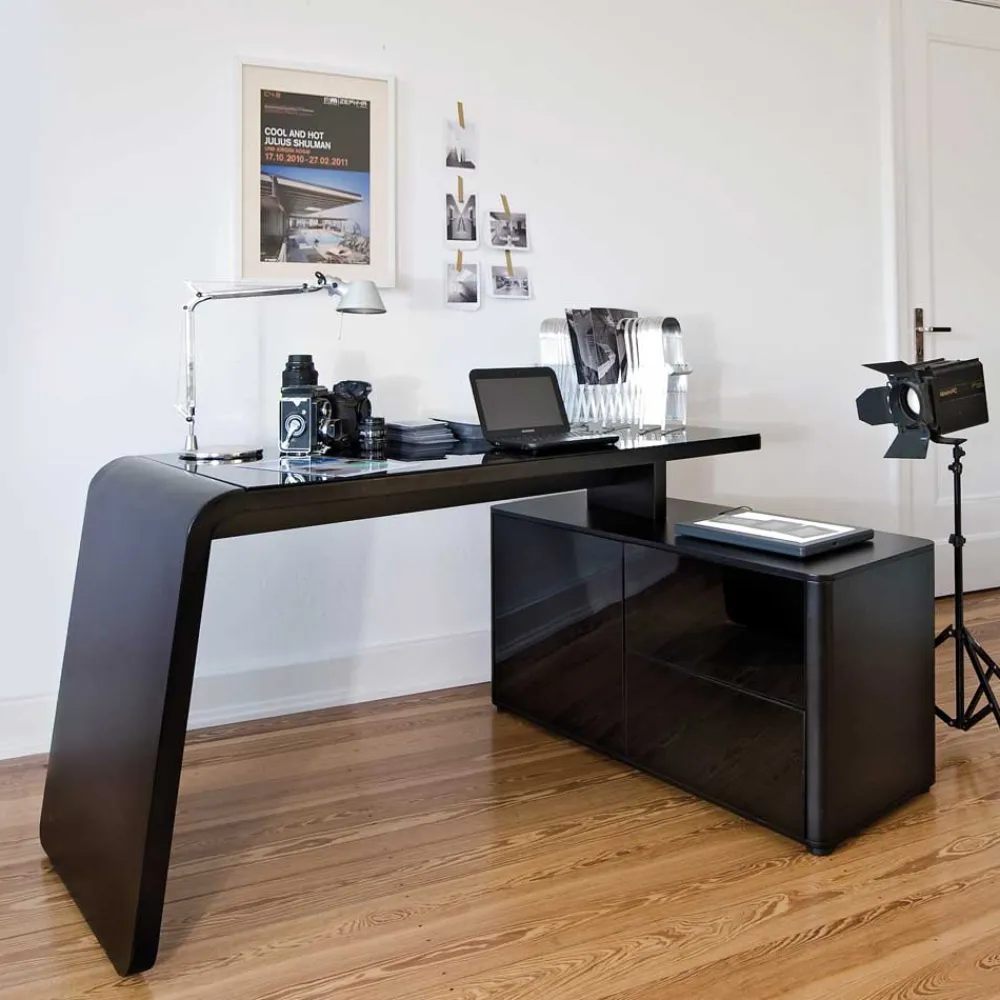 Kinder Wohnen Eck PC Schreibtisch Cigemba in Schwarz