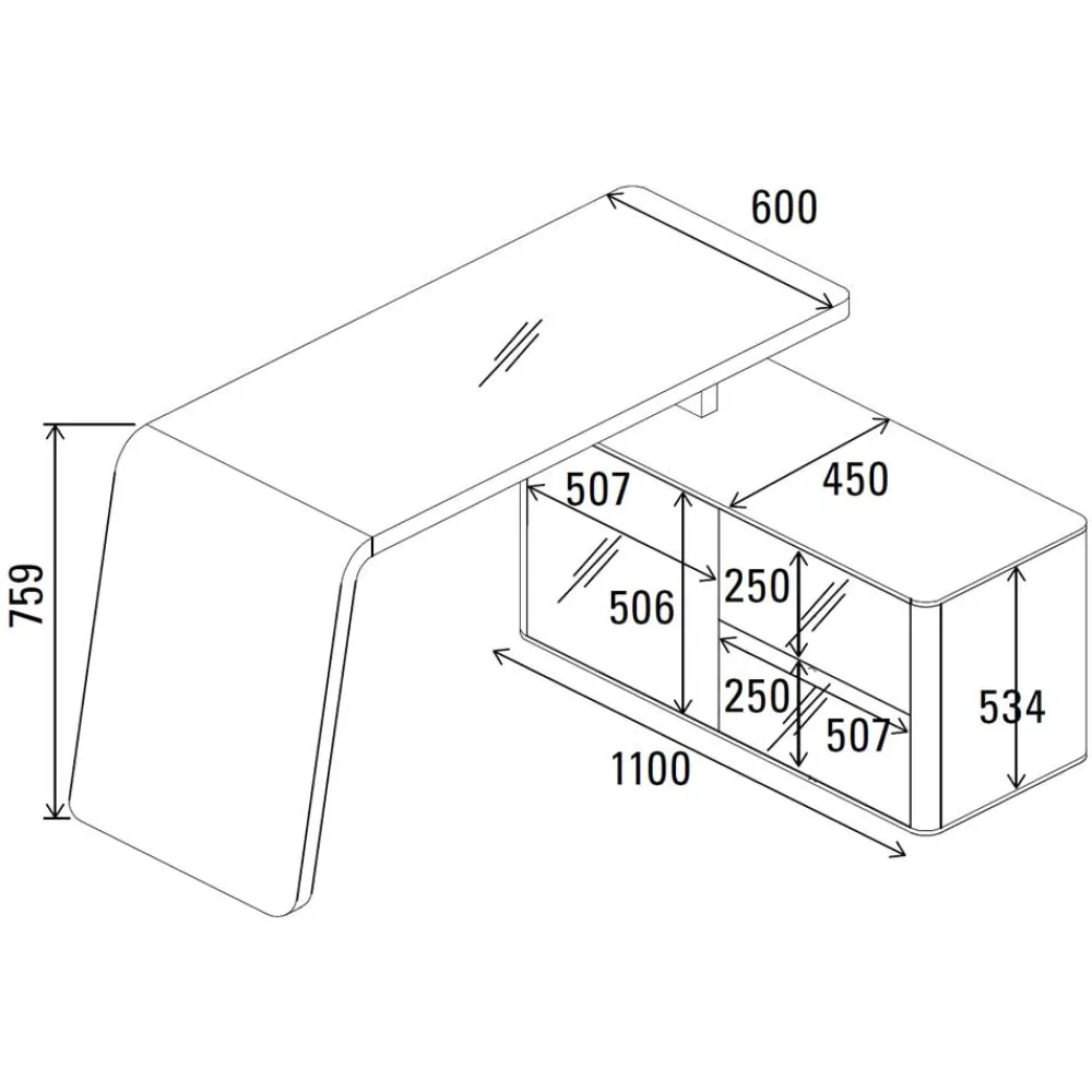 Kinder Wohnen Eck PC Schreibtisch Cigemba in Schwarz