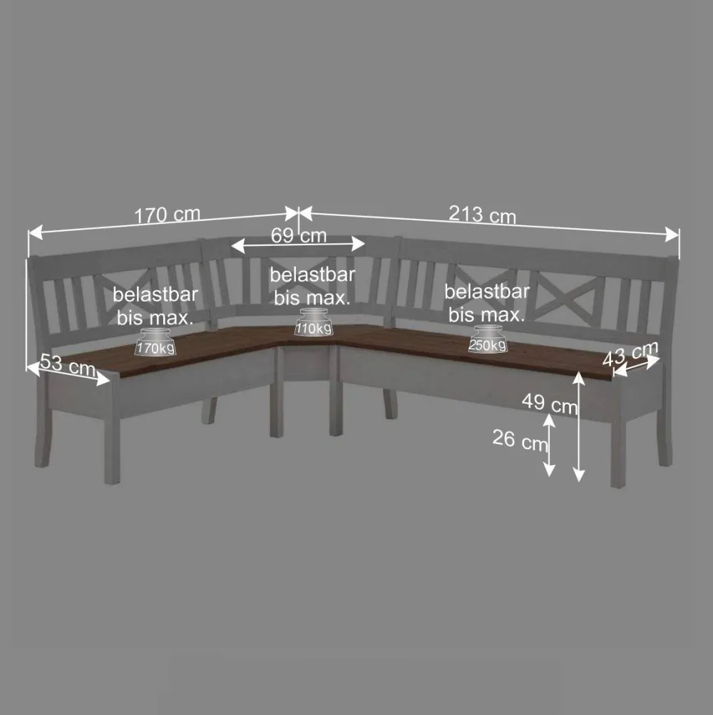 Wohnen Eckbank Barlad in Massivholz Kiefer