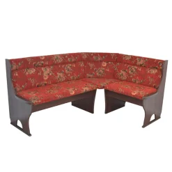 Wohnen Eckbank Set in Nussbaum Braun mit Rot - Baltymore (vierteilig)