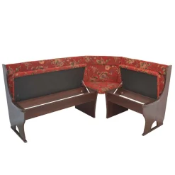 Wohnen Eckbank Set in Nussbaum Braun mit Rot - Baltymore (vierteilig)