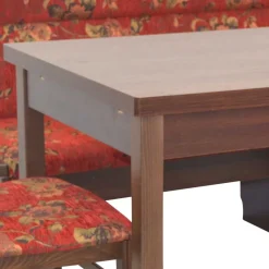 Wohnen Eckbank Set in Nussbaum Braun mit Rot - Baltymore (vierteilig)